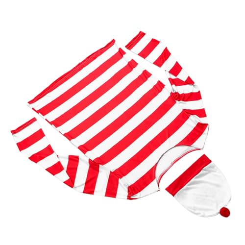 VALICLUD Halloween Cosplay Kostüm Gestreiftes Langarmshirt Rot Weiß Leichtes Party Outfit Für Männer Frauen Schnell Und Wiederverwendbar von VALICLUD