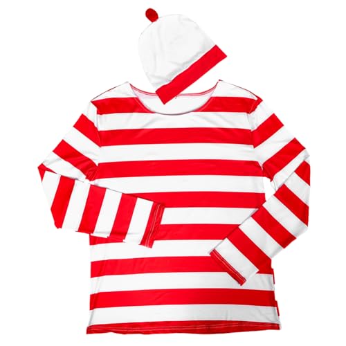 VALICLUD Halloween Cosplay Kostümset Xl mit Rot-weiß Gestreiftem und Mütze Schnell Strapazierfähig Komplettset für Erwachsene Männer Frauen für Halloween Party und Auftritte von VALICLUD