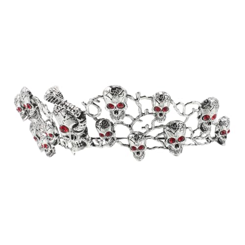 VALICLUD Halloween Goth Skull Tiara Silber Rot Strass Krone Leichtes Komfortables Festival Haaraccessoire Für Damen Halloween Party Cosplay VALICLUD Halloween Goth Skull Tiara Silber Rot Strass Krone Leichtes Komfortables Festival Haaraccessoire Für Damen Halloween Party Cosplay von VALICLUD