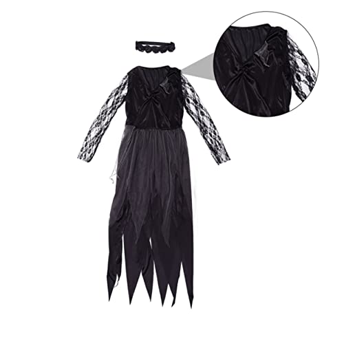 VALICLUD Halloween Gruselige Geisterbraut Kostü Für Damen Vampirisch Inspiriertes Kleid Mit Netzstoff Perfekt Für Halloween Partys Und Bühnenaufführungen Größe von VALICLUD