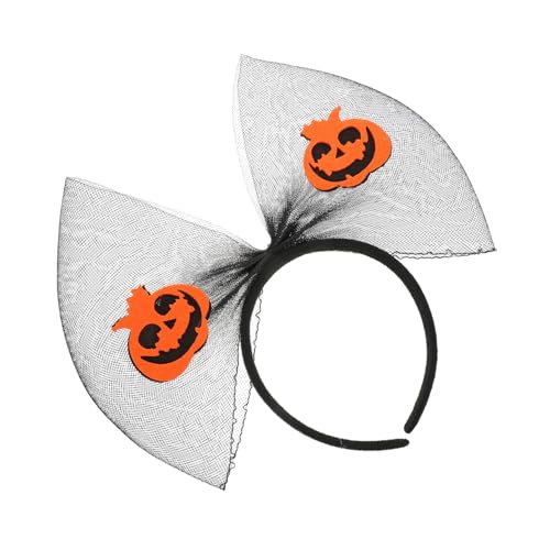 VALICLUD Halloween Haarschmuck Schleifen Stirnband mit Netzstoff und Kürbis Leichtes Atmungsaktives Party Haarband für Erwachsene Festliches Halloween Kostüm Zubehör von VALICLUD