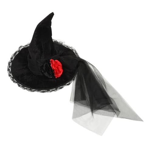 VALICLUD Halloween Hexenhut mit Gauzeschleier Leichter Barockstil Cosplay Hut für Damen Vielseitiges Partyaccessoire für Halloween Kostüm Maskerade und Themenfeiern von VALICLUD