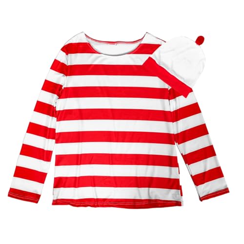 VALICLUD Halloween Kostüm Gestreiftes Langärmlig Rot Weiß Bequemes Cosplay Outfit für Männer und Frauen Strapazierfähig Atmungsaktiv Party Bühnenkostüm von VALICLUD