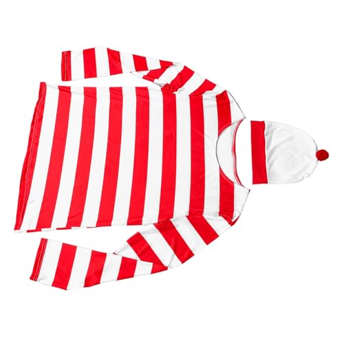 VALICLUD Halloween Kostüm für Erwachsene Rot-weiß Gestreiftes Langarmshirt mit Lustigem Sweatshirt Leichter Atmungsaktiver Schneller Detailliertes Cosplay Outfit für Party und Auftritt von VALICLUD