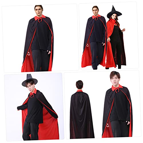 VALICLUD Halloween Umhang Für Erwachsene Und Doppelter Schwarz Rot Vampir Umhang Mit Hexenhut Ideales Kostüm Für Halloween Feiern Und Cosplay von VALICLUD