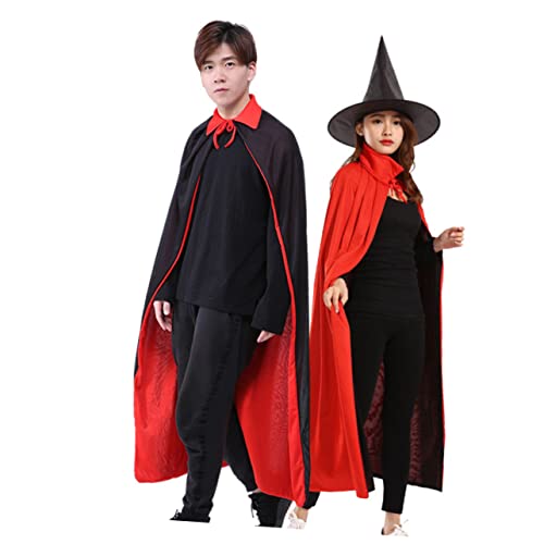 VALICLUD Halloween Umhang Kostüm Zubehör Für Erwachsene Schwarz Rot Cosplay Umhang Mit Stehkragen Für Karneval Fasching Und Halloween Partys von VALICLUD