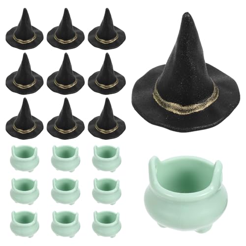VALICLUD Halloween-miniaturen aus Kunststoff mit Kessel Und Hexenhut, Vielseitig Verwendbare Party-dekoration, 20 Stück von VALICLUD