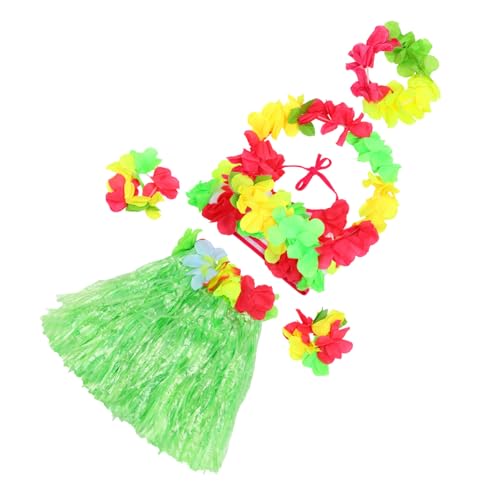 VALICLUD Hawaii Kostüm Set mit Elastischem Haarband Armband und Atmungsaktivem Bustier Dicker Hawaii Grasrock Praktische Verkleidung für Sommerfeste Bühnenauftritte und Strandpartys von VALICLUD