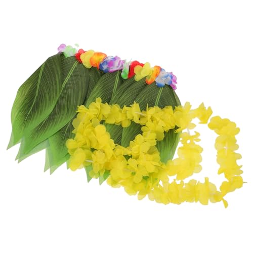 VALICLUD Hawaiian Party Outfit Damen Tropische Luau Kostüm mit Blumenkranz und Verstellbarem Grasrock für Strandfeste Mottopartys und Sommerliche Events von VALICLUD