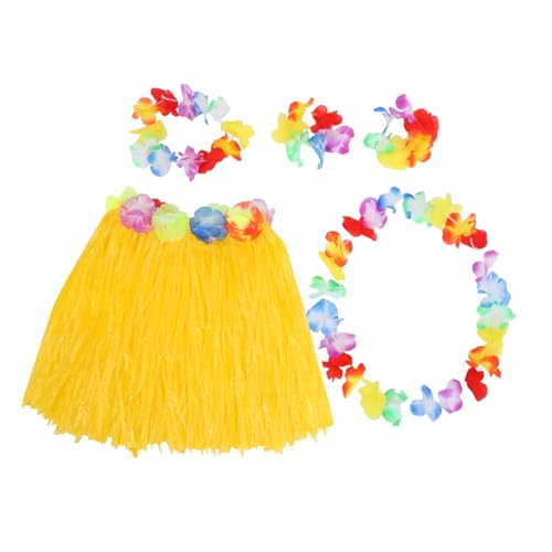 VALICLUD Hawaiianisches Kinderkostüm Set Teiliges Langes Grasrock Set mit Blumenkranz Armbändern und Halskette für Luau Partys und Tropische Veranstaltungen Gelb VALICLUD Hawaiianisches Kinderkostüm Set Teiliges Langes Grasrock Set mit Blumenkranz Armbändern und Halskette für Luau Partys und Tropische Veranstaltungen Gelb von VALICLUD