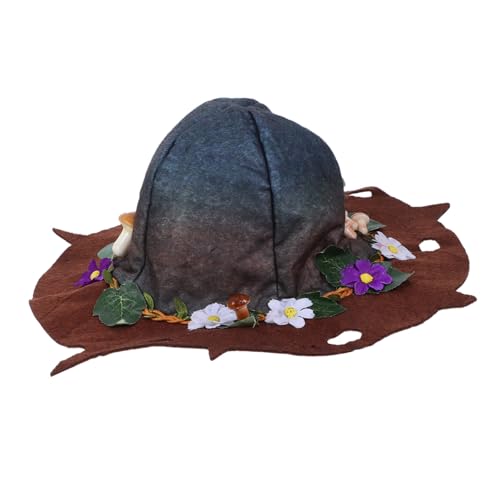 VALICLUD Hexenhut Aus Filz, Halloween-party, Zaubererhut, Stirnband Mit Blumen-pilz-kranz Für Kinder Und Erwachsene, Cosplay-festivals, Kostümzubehör von VALICLUD
