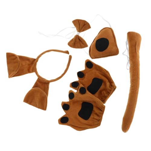 VALICLUD Hundekostüm mit Ohren Haarreif Schleife Nase Pfotenhandschuhe Weiches Atmungsaktives Cosplay Zubehör für Halloween Themenpartys und Rollenspiele von VALICLUD