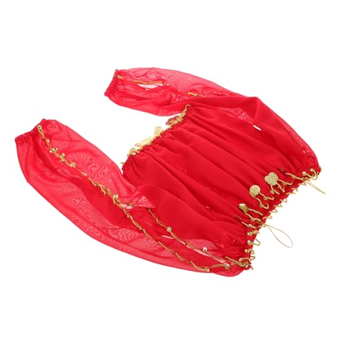 VALICLUD Bauchtanz Langarm Top Für Damen Elegantes Indisches Oberteil Aus Chiffon Schulterfrei Geeignet Für Tanzaufführungen Und Proben Leuchtendem von VALICLUD