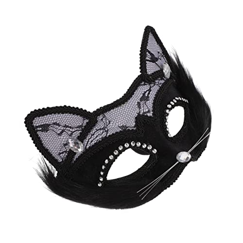 VALICLUD Katze Gesichtsmaske Halloween Tierische Cosplaymaske Abschlussball Katzenohren Masken Kostüm Karnevalsmasken Augenmasken Maskerade-maske Maskerade-stick Maskerademasken Pvc Black von VALICLUD