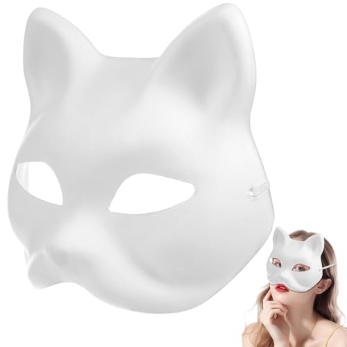 VALICLUD Katzenmasken 10 Stück Weiße Papier-Tiermasken Therian-Maske Blanko Diy-Halbgesichtsmaske Diy-Crfat-Maske Maskerade-Maske Kostüm-Requisite Für Cosplays Party von VALICLUD