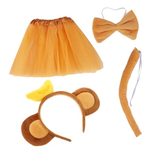 VALICLUD Kawaii Affenohren Haarreif Set Tierkostüm für Partys mit Banane Fliege Tutu Rock und Süßen Affenohren für Halloween Karneval und Cosplay Events VALICLUD Kawaii Affenohren Haarreif Set Tierkostüm für Partys mit Banane Fliege Tutu Rock und Süßen Affenohren für Halloween Karneval und Cosplay Events von VALICLUD