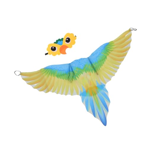 VALICLUD Kinderspiel Flamingo Kostüm Umhang mit Kopfband Gelber Parrot Umhang aus Robustem Filz und Chiffon Langlebiges Vogel Flügel Cosplay für Halloween Mottoparty und Bühnenauftritte von VALICLUD