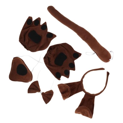 VALICLUD Kinderspiel Hundekostüm mit Kopfband Fliege Nase und Handschuhen Weiches Atmungsaktives Cosplay Zubehör für Halloween Karneval Themenpartys und Rollenspiele von VALICLUD