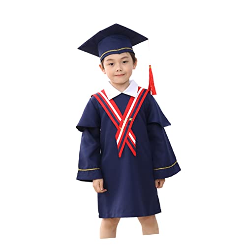 VALICLUD Anzug Abschlusskleid und Hut Formelle Kleidung für Kinder Kindergartenmütze und Kittel formelle Kleider Abschlusskleid und Quaste Abschlusskleid für Kinder Performance-Kleidung von VALICLUD