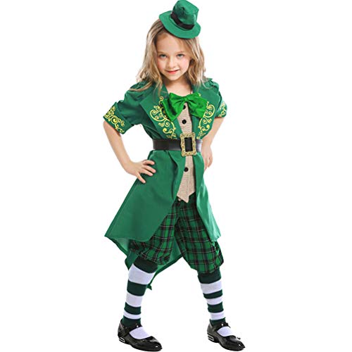 VALICLUD Kobold-anzug St. Patricks Day Partyzubehör Irische St Patricks Day Anzüge Klee Gastgeschenke St. Patricks Day Kostümzubehör Grünes Kobold-outfit Irischer Kobold Kind Mädchen von VALICLUD