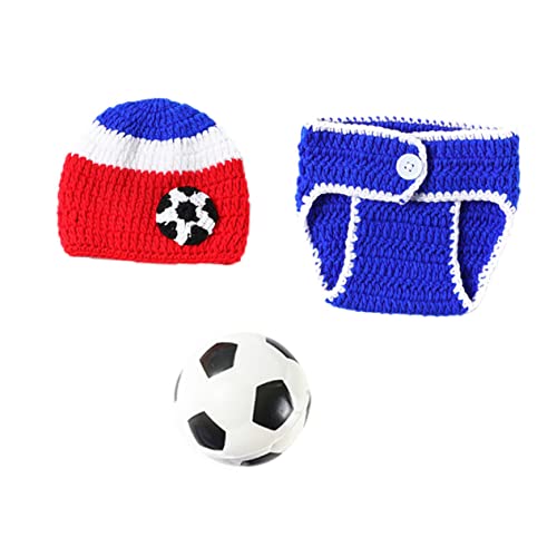VALICLUD Kostüm Handgestrickt aus Premium Baumwolle Weiches Neugeborenen Outfit mit Mütze und Shorts Fotografie Shooting Kleidung für Junge Mädchen Kreatives Fußball für Fotoshootings und von VALICLUD