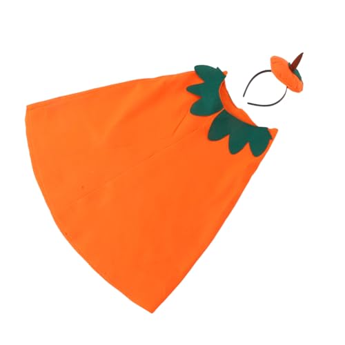 VALICLUD Kostüm Set Kürbis Umhang und Stirnband Leuchtend Orange Halloween Verkleidung für Jungen Mädchen Atmungsaktives Material Vielseitig für Party Schule Festlichkeiten von VALICLUD