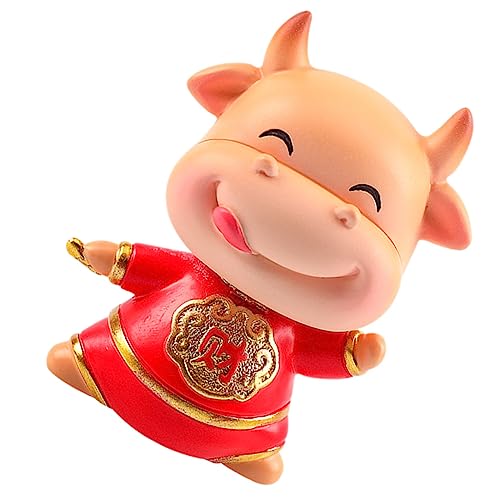 VALICLUD Kreative Ox Figur Shaking Head Auto Dashboard Dekoration Jahr des Ochsen Glücksbringer für Auto und Zuhause Neujahrs Ornament Kleines von VALICLUD