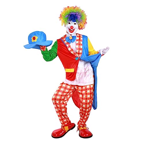 VALICLUD Kreatives Clown Kostüm Für Erwachsene Halloween Karneval Outfit Mit Hut Fliege Jacke Und Hose Lustiges Clown Outfit Für Fasching Und Kostümpartys von VALICLUD