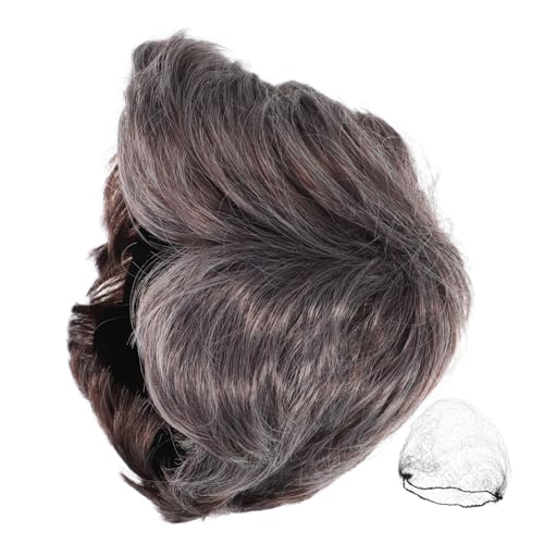 VALICLUD Kurze Graue Perücke Für Männer, Hitzebeständig, Natürliches Aussehen, Männliche Seitenscheitel-perücke Mit Realistischem Haaransatz, Einfach Für Business-Halloween-Partys Und Den von VALICLUD