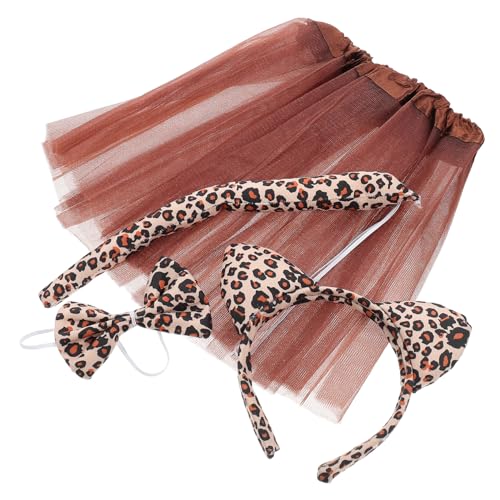 VALICLUD Leoparden Cosplay Kostüm für Mädchen mit Tutu Rock Schleife Katzenohren Haarreif und Katzenschwanz Einzigartiges Faschingskostüm für Geburtstag Karneval und Halloween Party von VALICLUD
