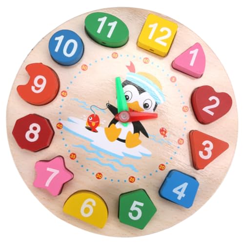 VALICLUD Lernuhr Holzspielzeug Pädagogische Pinguin Uhr Für Jahre Zeitverständnis Mit Stunden Und Minutenzeigern Für Kleinkinder von VALICLUD