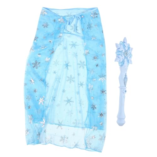 VALICLUD Leuchtendes Schneeflocken Kostümset für Blauem Zauberstab und Prinzessinnen Umhang Glitzerndes Cosplay für Halloween Party und Verkleidungsspiel Kinderfreundlich und Leicht zu VALICLUD Leuchtendes Schneeflocken Kostümset für Blauem Zauberstab und Prinzessinnen Umhang Glitzerndes Cosplay für Halloween Party und Verkleidungsspiel Kinderfreundlich und Leicht zu von VALICLUD