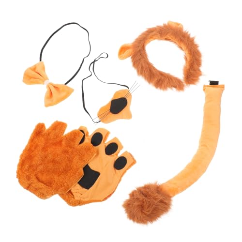 VALICLUD Lion Kostüm Haarreif Pfotenhandschuhen Nasen-bowtie und Realistisches Cosplay-zubehör für Halloween Tierpartys und Rollenspiele VALICLUD Lion Kostüm Haarreif Pfotenhandschuhen Nasen-bowtie und Realistisches Cosplay-zubehör für Halloween Tierpartys und Rollenspiele von VALICLUD