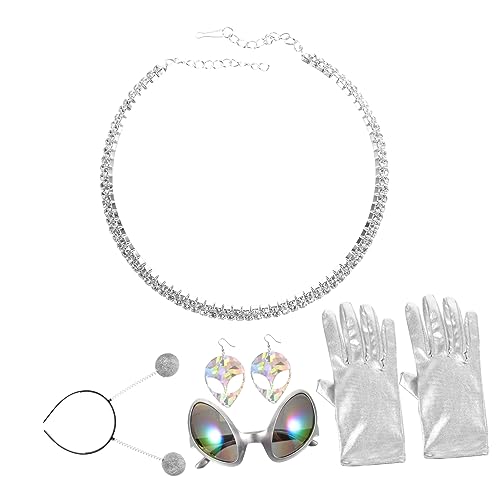 VALICLUD Lustiges Kostüm Teilig mit Dekorativem Haarreif Wiederverwendbaren Brillen Ohrringen Armband und Handschuhen für Karneval Party und Mottopartys Unisex Leichtes und Stoffmaterial von VALICLUD