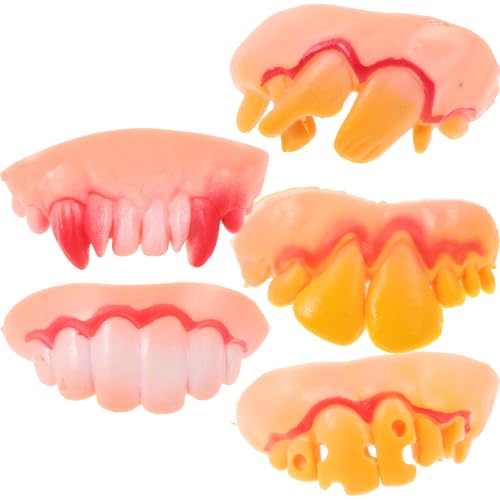 VALICLUD Lustiges Scherzzahn-Set – 5 Stück Goofy Buck, Hässliche Und Schlechte Zähne, Kostüm-Requisiten für Halloween Und Partys von VALICLUD