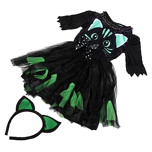 VALICLUD Mädchen Katzenkostüm Halloween Kostüm Für Mädchen Mit Katzenohren Für Karneval Cosplay Und Schule Veranstaltungen von VALICLUD