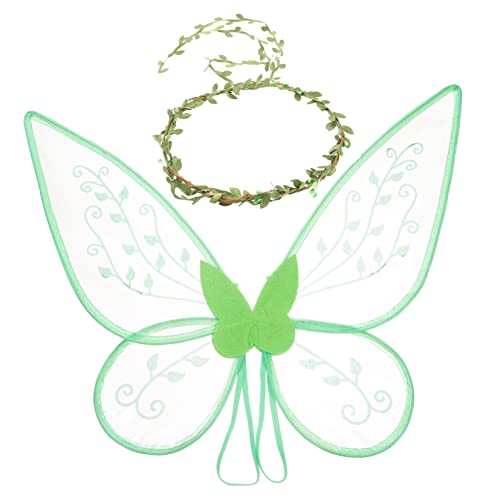 VALICLUD Mädchen Kostüm Flügel Schmetterlingsflügel aus Leichtem Gazestoff mit Grünem Blumen Haarreif für Cosplay Karneval Fasching Mottoparty VALICLUD Mädchen Kostüm Flügel Schmetterlingsflügel aus Leichtem Gazestoff mit Grünem Blumen Haarreif für Cosplay Karneval Fasching Mottoparty von VALICLUD