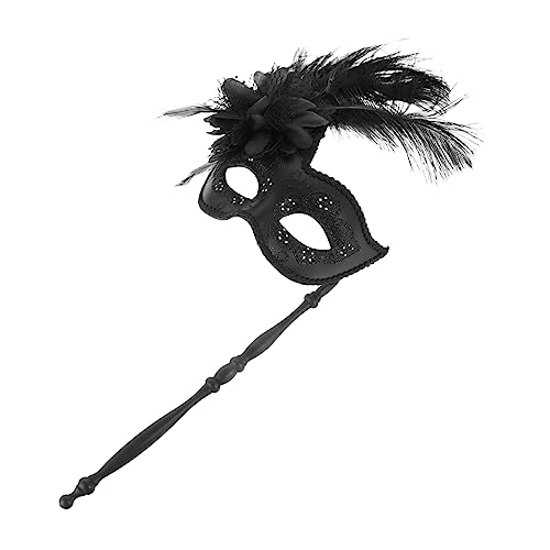 VALICLUD Maskerade Maske Masken Halloween Karikatur Kostüm Spitzenmaske Handgehaltene Maskerademaske Weiße Maskerademaske Sprudeln Maskerade-maske Maskerade-stick Gesicht Black Feder von VALICLUD