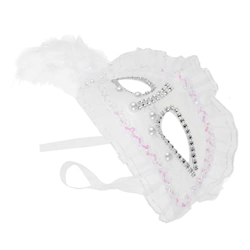 VALICLUD Masquerade Halbmaske Damen Spitzenkostüm mit Perlen und Seitlicher Verstellbar Leicht und Komfortabel für Halloween Party und Karneval von VALICLUD