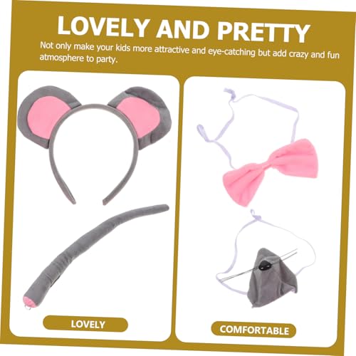 VALICLUD Maus Kostüm mit Stirnband Ohren Schleife Nase und Handschuhe Weiches Tierkostüm Zubehör für Fasching Karneval und Halloween Party von VALICLUD