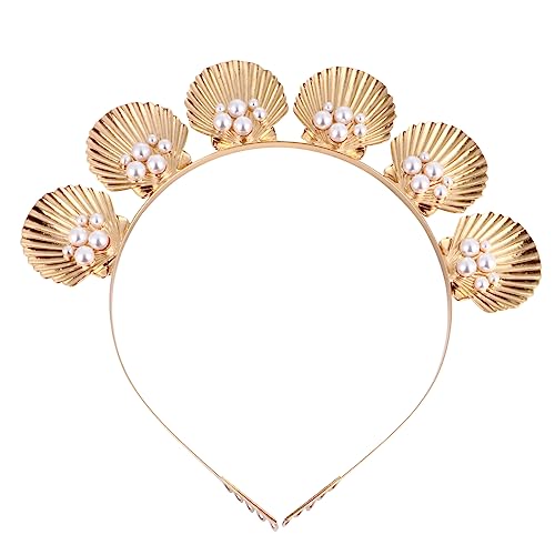VALICLUD Metal Shell Pearl Haarreif Damen Goldenes Haarband mit Design Dekoratives Haarschmuck für Urlaub Strand und Freizeit Leichtes Elegantes Accessoire von VALICLUD