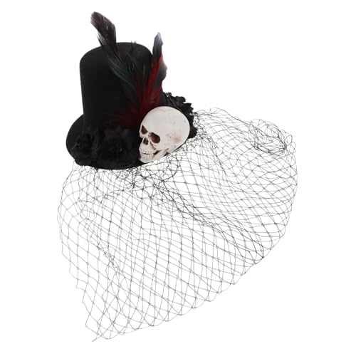 VALICLUD Mini Gothic Vintage Fascinator Hut mit und Federn Schwarzer Netzschleier Haarklammer Kleine Cosplay Kopfbedeckung für Halloween Kostüm und Party von VALICLUD