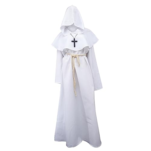 VALICLUD Mittelalterliche Kapuzenmönch Robe Für Herren Und Damen Halloween Priester Kostüm Cosplay Umhang Für Karneval Und Mittelalter Events von VALICLUD