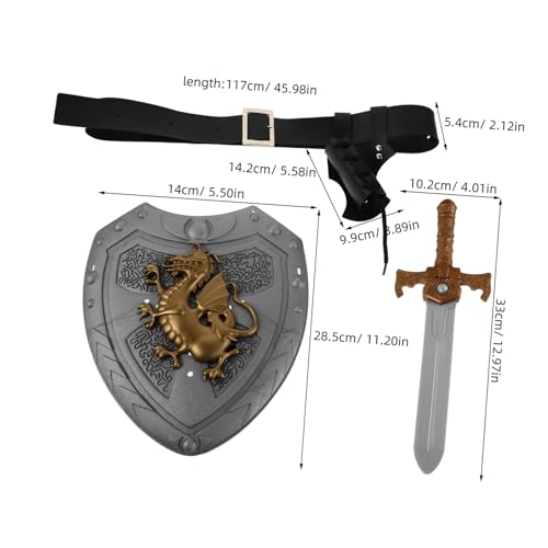VALICLUD Mittelalterliche Ritterkostüm Zubehör mit Römischem Schild Piratenschwert Schwerthalter und Gürtel für Halloween Renaissance Rollenspielveranstaltungen von VALICLUD
