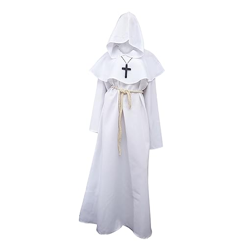 VALICLUD Mittelalterliches Priestergewand Mit Kapuze Halloween Kostüm Für Männer Renaissance Umhang Cosplay Robe Mönch Outfit Für Karneval Und Mittelalterliche Themenpartys von VALICLUD
