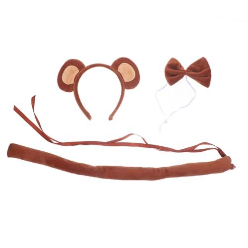 VALICLUD Monkey Kostüm mit Affenohren Stirnband Dekorativer Fliege und Leichtes Tierkopf Accessoire für Halloween Kostüm und Rollenspiel Geeignet für Erwachsene von VALICLUD