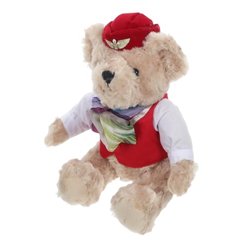 VALICLUD Niedliche Flugbegleiter-bär-plüschpuppe, Stofftier, Weich Gefüllte Pilot-bär-puppe, Entzückendes Plüschtier Für Kleinkinder, Kleine Stoffbär-puppe von VALICLUD
