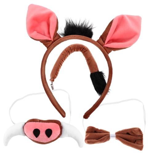 VALICLUD Niedliches Schwein Kostüm Set mit Schweineohren Haarreif Schweinenase und Schleife für Cosplay Tierparty Bühne Fotorequisiten und Karneval VALICLUD Niedliches Schwein Kostüm Set mit Schweineohren Haarreif Schweinenase und Schleife für Cosplay Tierparty Bühne Fotorequisiten und Karneval von VALICLUD