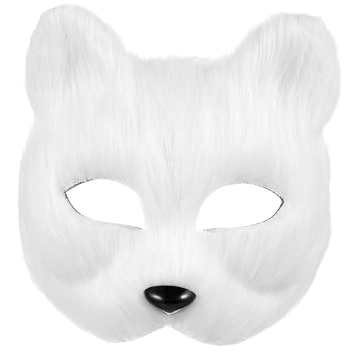 VALICLUD Pelzfuchs-Maske Plüsch-Katzenmaske Therian-Maske Halbes Gesicht Wolfsmaske Tiermaske Cosplay-Kostüm-Requisiten Zubehör Für Karneval Maskerade Partygeschenke von VALICLUD