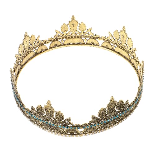 VALICLUD Performance-Kostümzubehör Königskrone Krone für König Cosplay König Kostümzubehör Männerkrone für den Abschlussball Herrenkrone zur Hochzeit Zinklegierung Golden von VALICLUD
